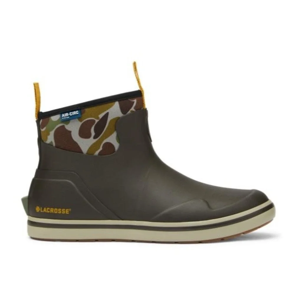 NEW LaCrosse Mens Alpha Deck Rain Boot 6 Inch Black Olive Camo Size 8 Medium